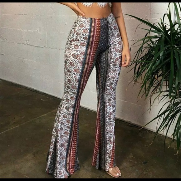 Wide Leg Hippie Palazzo Multicolored Pants - Picture 3 of 6